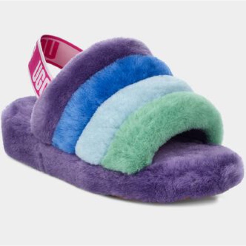 Pride Fluff Yeah Slide - Rainbow Pride Purple sz 7